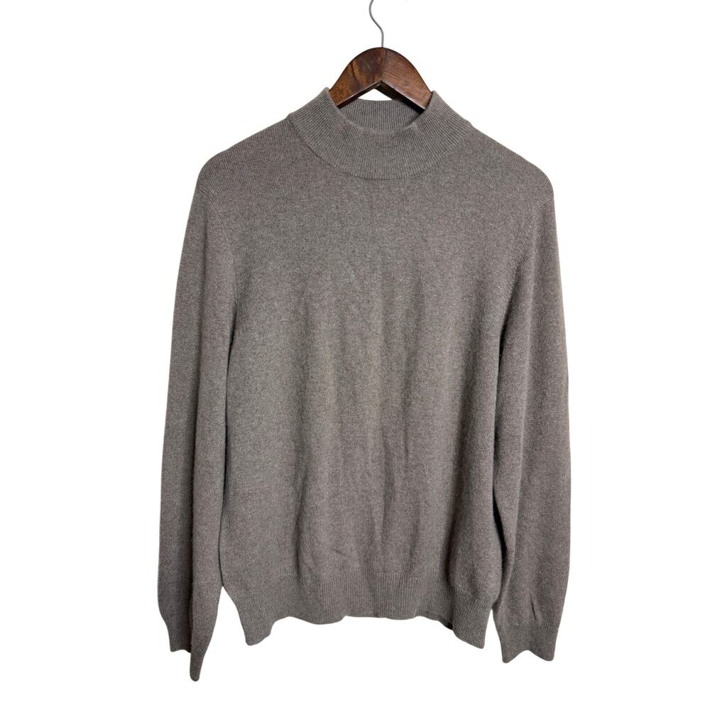 Vintage Charter Club 2-Ply 100% Cashmere Mock Neck Sweater Taupe Womans XL